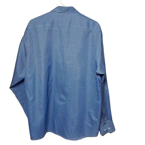 Mens Button Up Dress Shirt Blue Gingham Top Size XL Roundreason - Picture 2 of 6